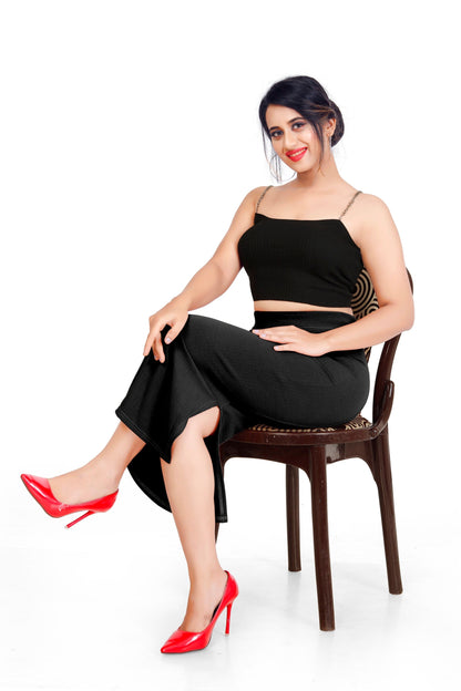 Clozena Black Saree Shapewear With Side Slits