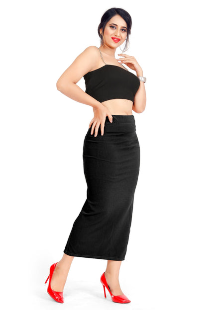 Clozena Black Saree Shapewear With Side Slits