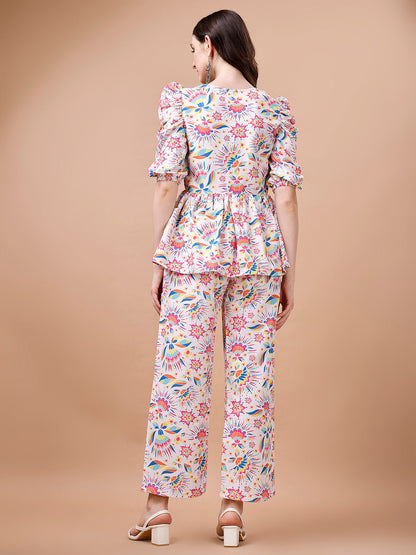 TROPICAL FLOWER MULTICOLOR PRINTED CO-ORD SET