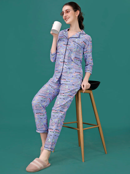 Happy Night Printed Nightsuit For Women