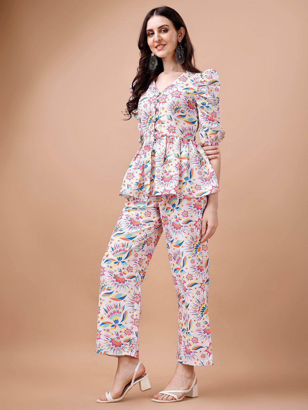 TROPICAL FLOWER MULTICOLOR PRINTED CO-ORD SET