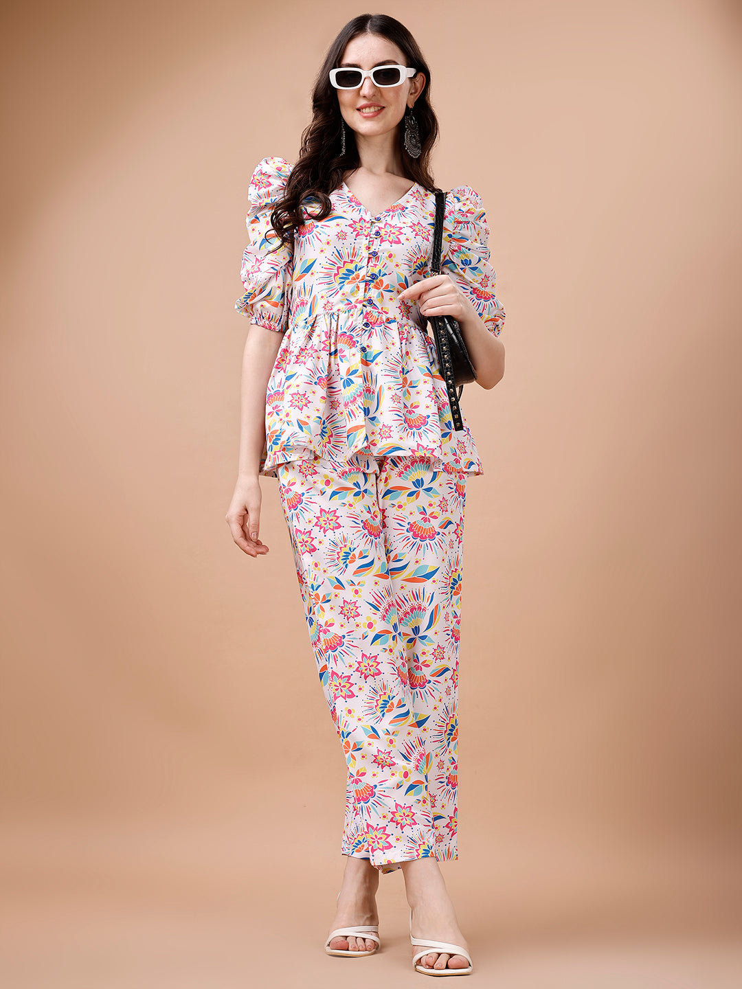 TROPICAL FLOWER MULTICOLOR PRINTED CO-ORD SET