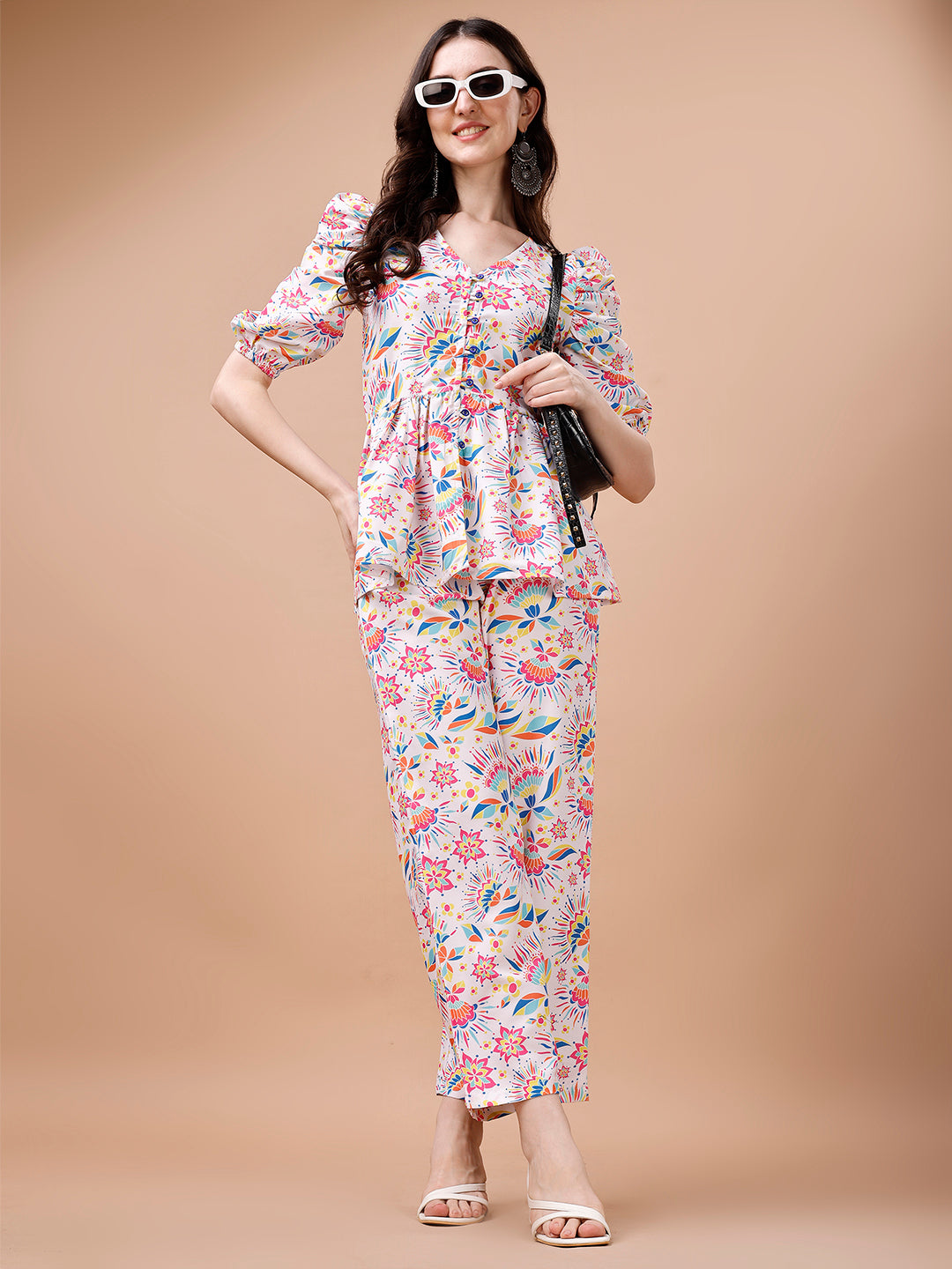 TROPICAL FLOWER MULTICOLOR PRINTED CO-ORD SET