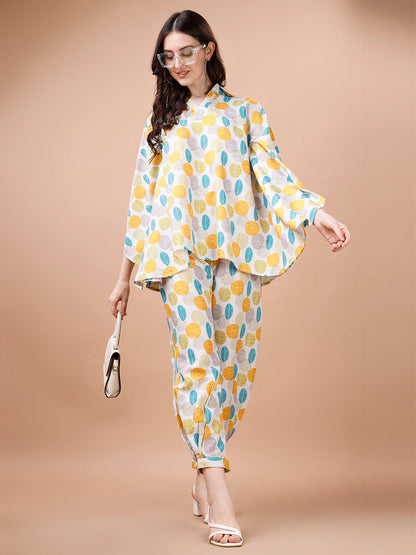 PLAYFUL KAFTAN STYLE MULTICOLOR PRINTED CO-ORD SET