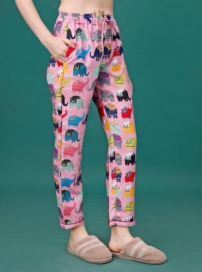 Cute Elephant Printed Nightsuit For Women