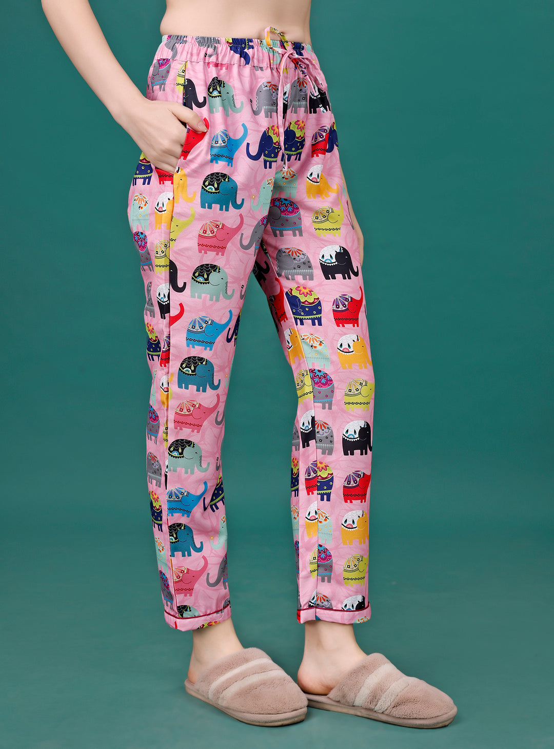 (BOGO) Cute Elephant Printed Nightsuit For Women With Free Scrunchies