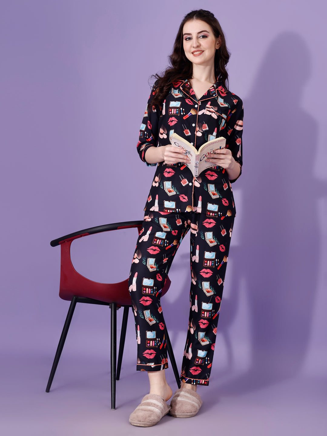 Makeup Printed Nightsuit For Women