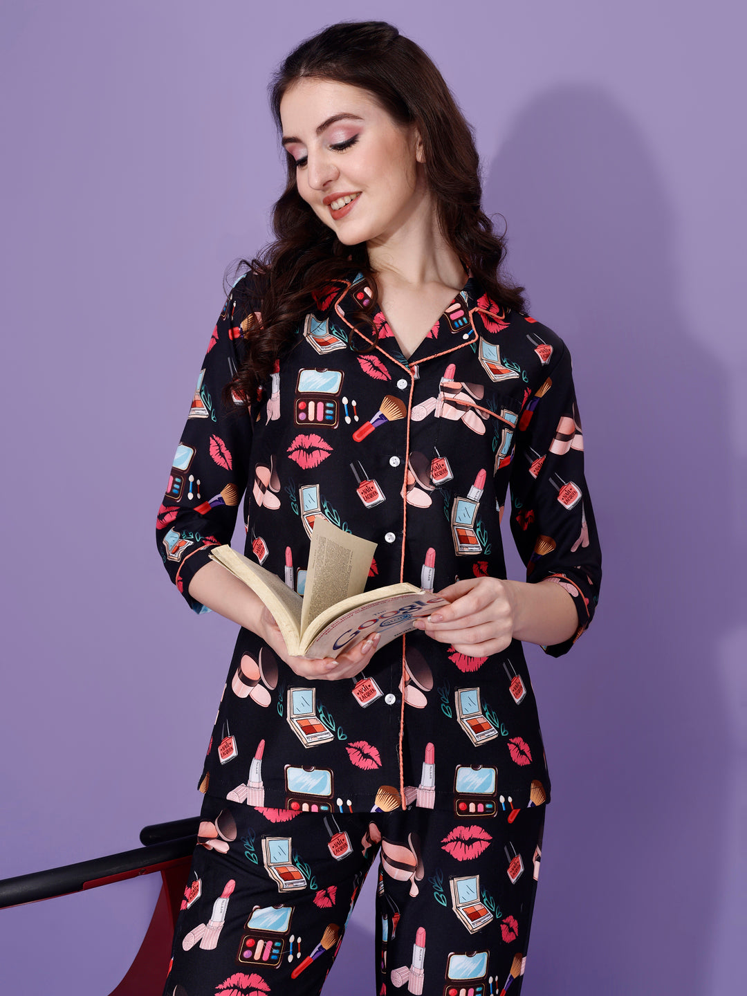 Makeup Printed Nightsuit For Women