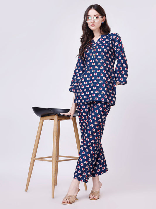 CUTE ELEPHANT PRINTED CO-ORD SET