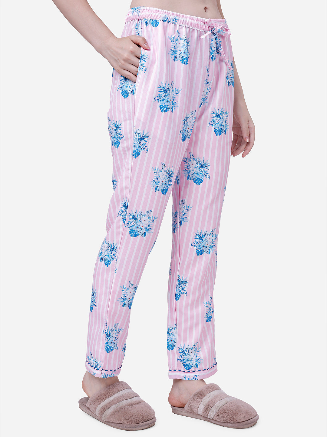 Florals stripes Printed Pyjama Set