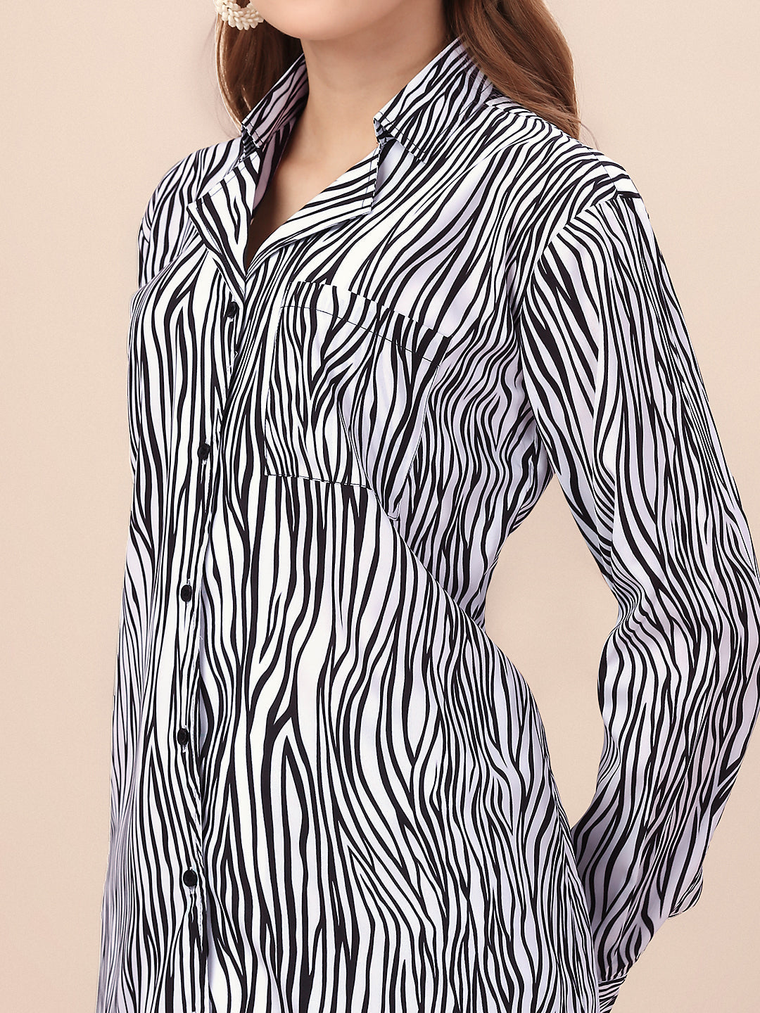 Black & White Premium Animal Print Button Down Oversize Shirt