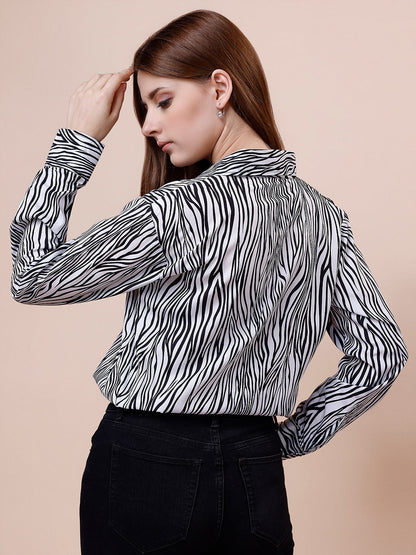 Black & White Premium Animal Print Button Down Oversize Shirt