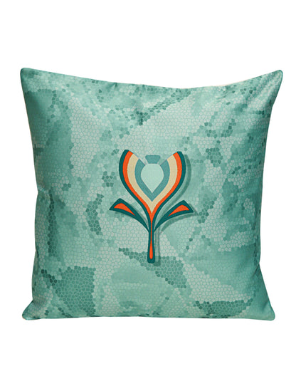 Inflorescence Green Leaves Satin Blend Cushion Cover Set of 5