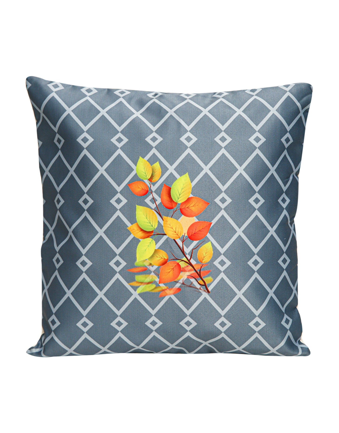 Grey 3d Satin Blend Cushion Cover, Set Of 5