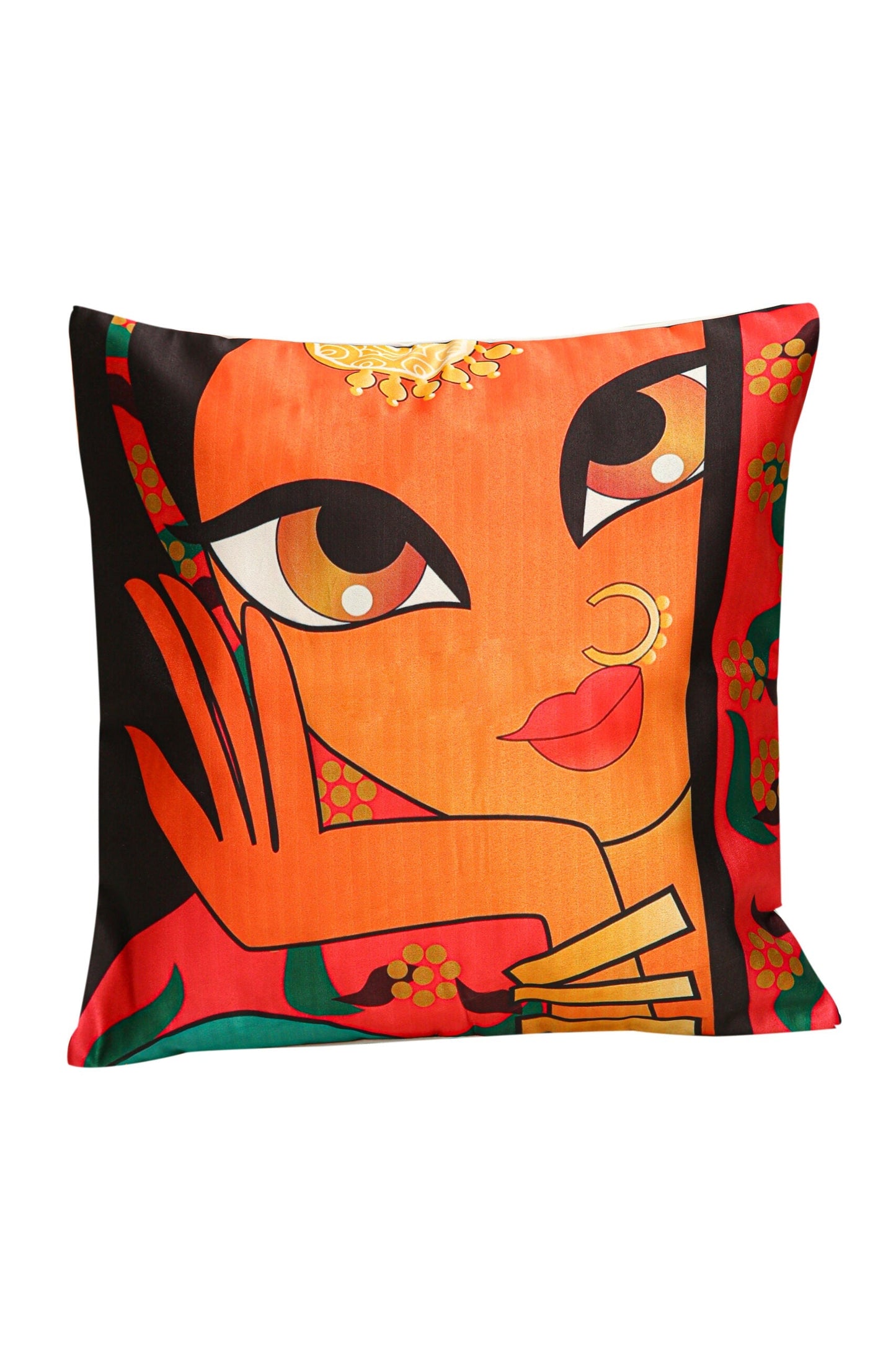 Rajasthan Print Satin Cushion Cover, Set Of 5