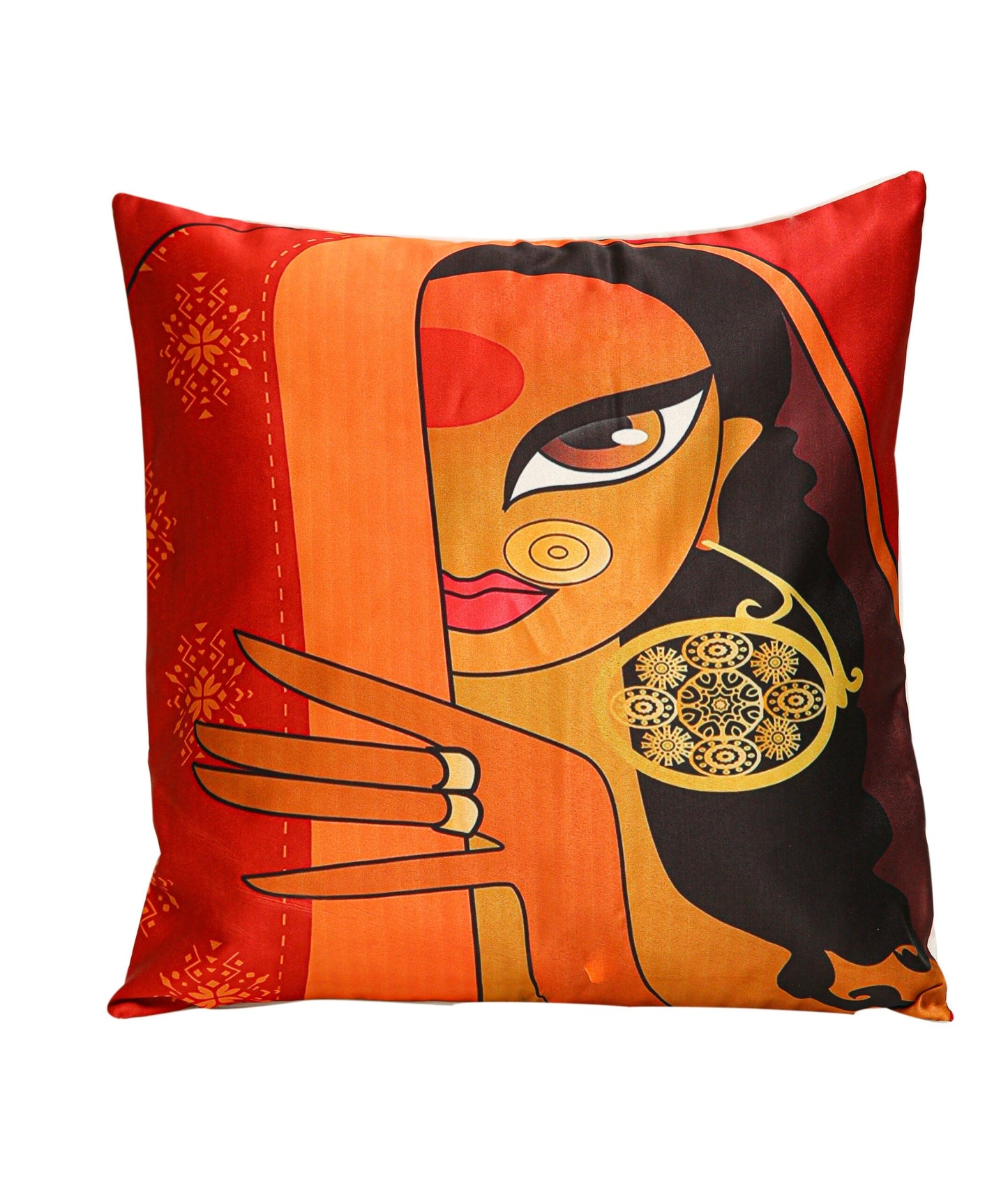 Rajasthan Print Satin Cushion Cover, Set Of 5