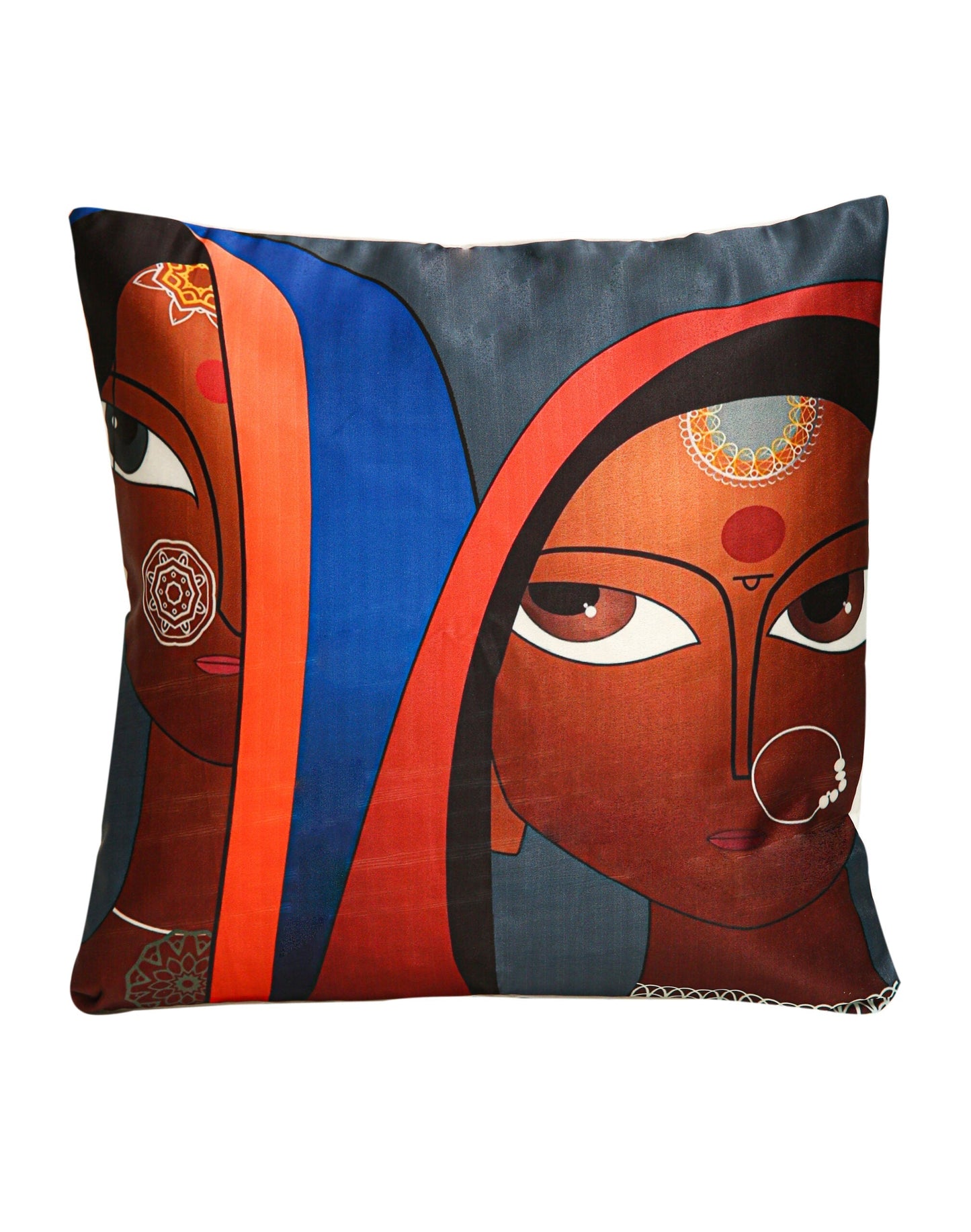 Rajasthan Print Satin Cushion Cover, Set Of 5