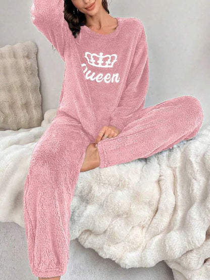 Women's Pink Solid Woolen Night Suit