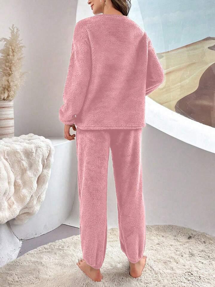 Women's Pink Solid Woolen Night Suit