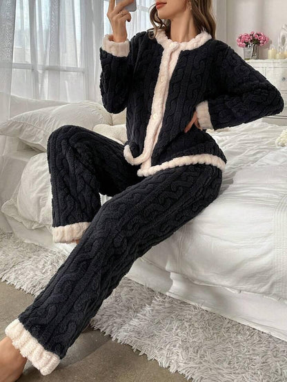 Black woolen comfy co-ords set for women