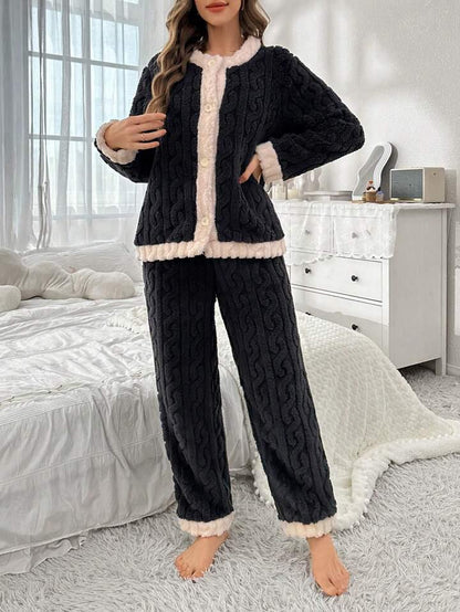 Black woolen comfy co-ords set for women