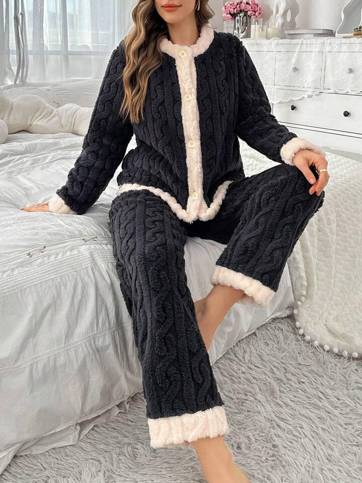 Black woolen comfy co-ords set for women