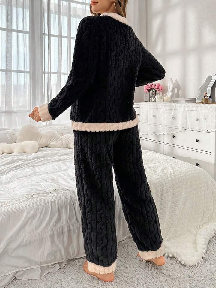 Black woolen comfy co-ords set for women