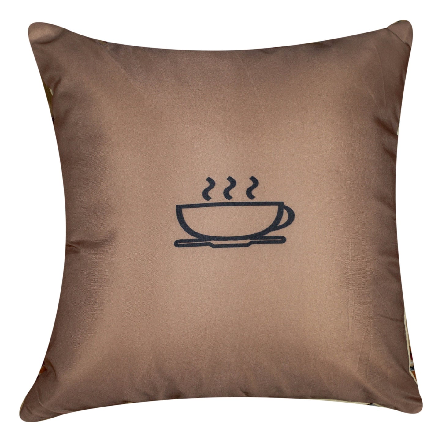 Mocha Vibes Brown Satin Cushion Cover, Set Of 5