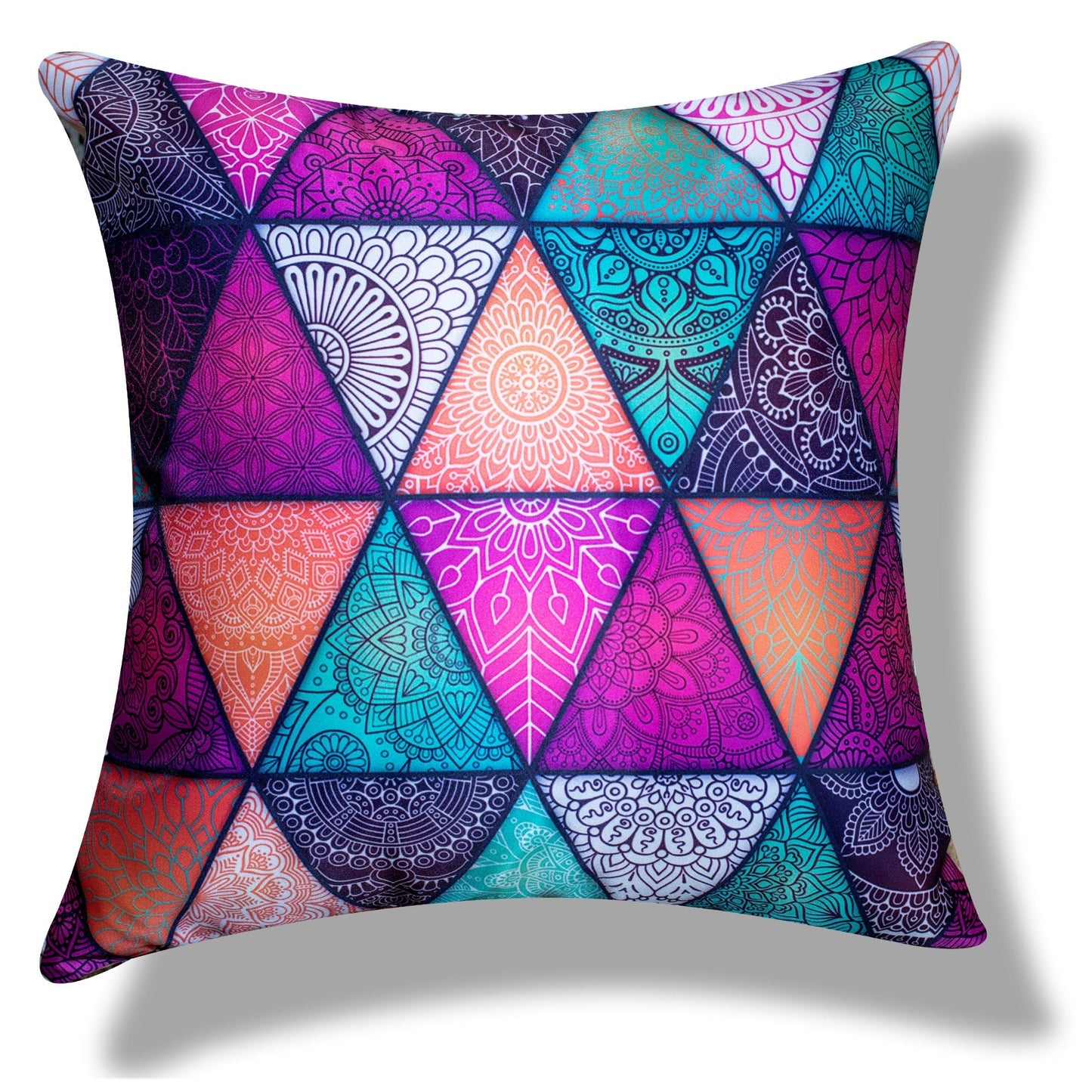 Ethnic Ishil Printed Satin Cushion Covers, Set of 5