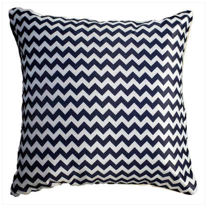 Geometric Blue and White Printed Satin Cushion Cover, Set of 5