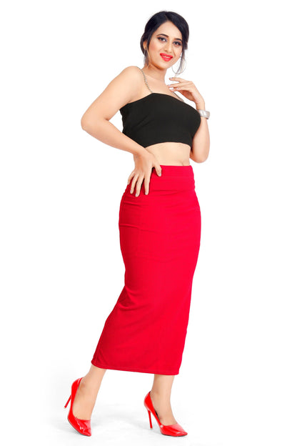 Clozena Red Saree Shapewear With Side Slits