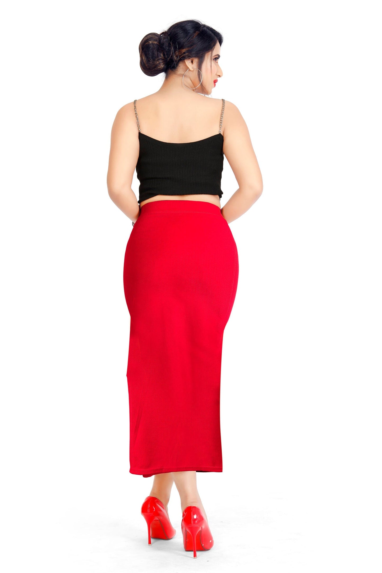 Clozena Red Saree Shapewear With Side Slits