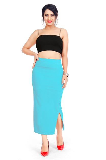 Clozena Skyblue Saree Shapewear With Side Slits