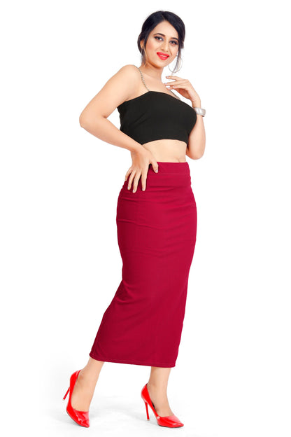 Clozena Maroon Saree Shapewear With Side Slits