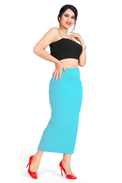 Clozena Skyblue Saree Shapewear With Side Slits