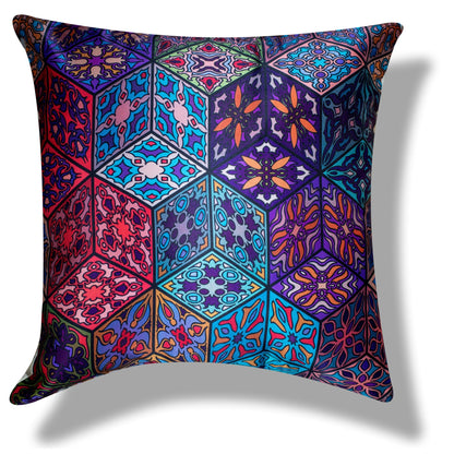 Ethnic Ishil Printed Satin Cushion Covers, Set of 5