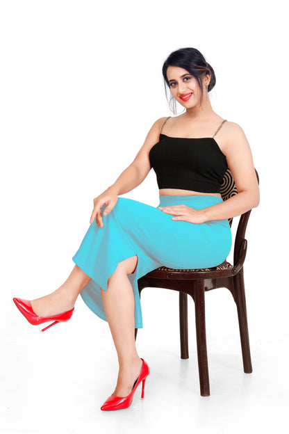 Clozena Skyblue Saree Shapewear With Side Slits