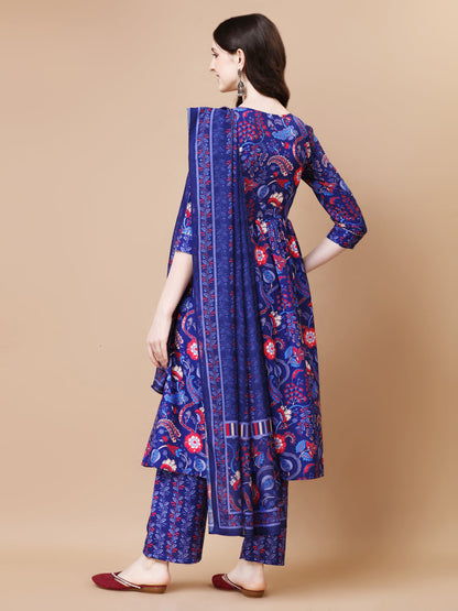 Azure Blue Kurti Pant Duppatta Sets