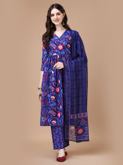 Azure Blue Kurti Pant Duppatta Sets