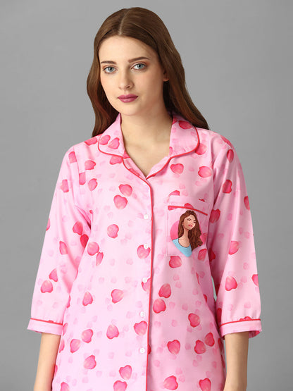 (BOGO) Love Petals Printed PJs For Womens With Free Scrunchies