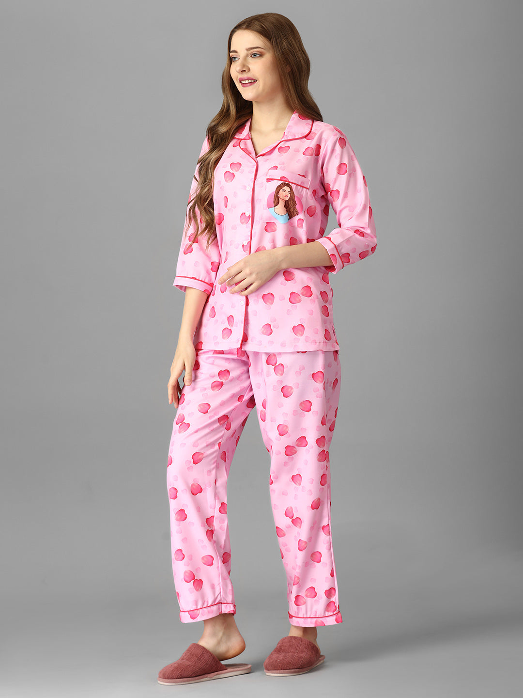 Love Petals Printed PJs For Womens