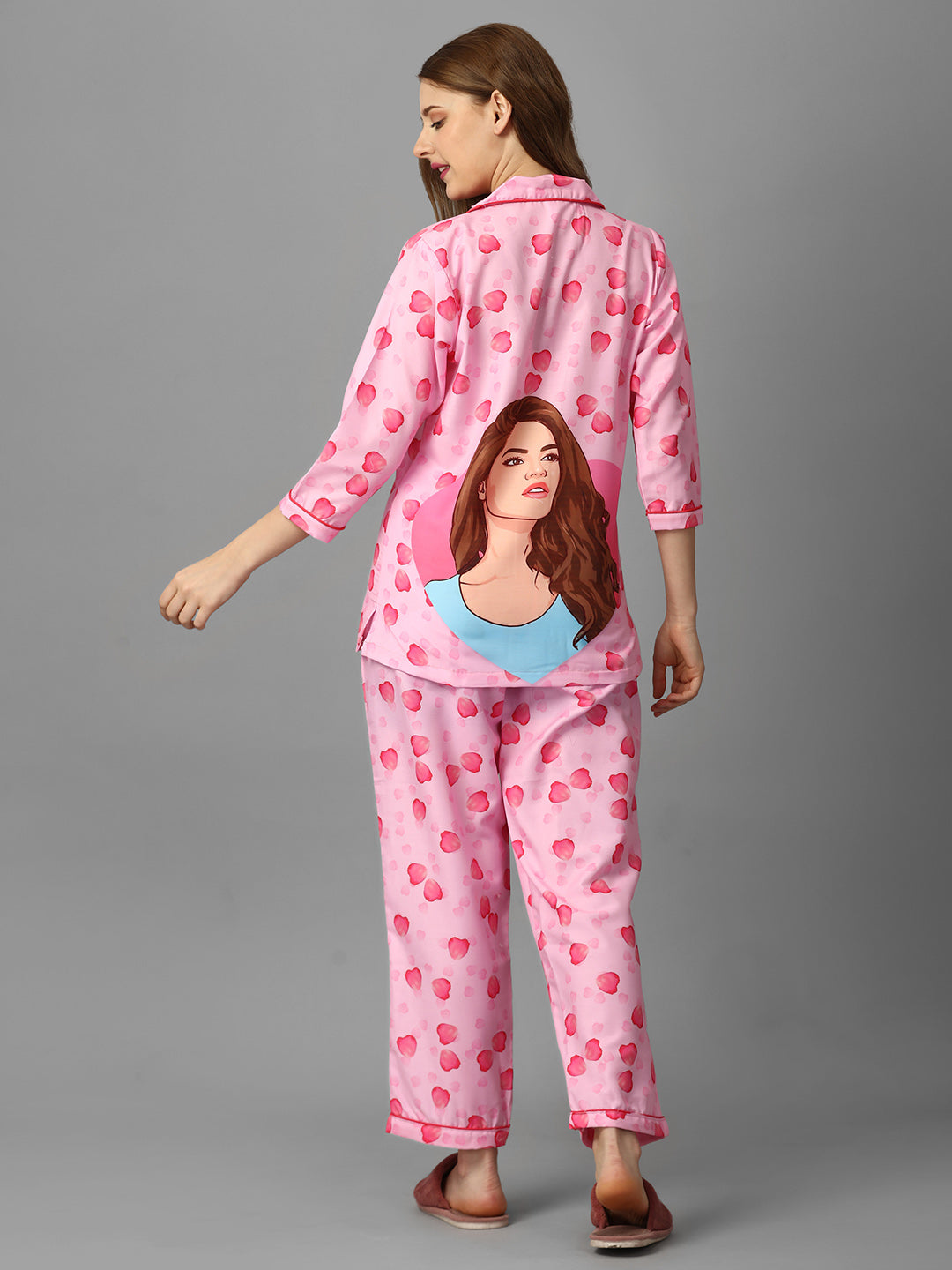 Love Petals Printed PJs For Womens