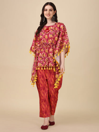 Beautiful Printed Kaftan Dress Set For Womens