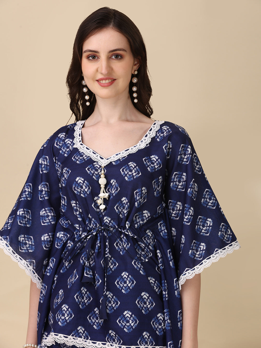 Women Aura Blue Kaftan Set