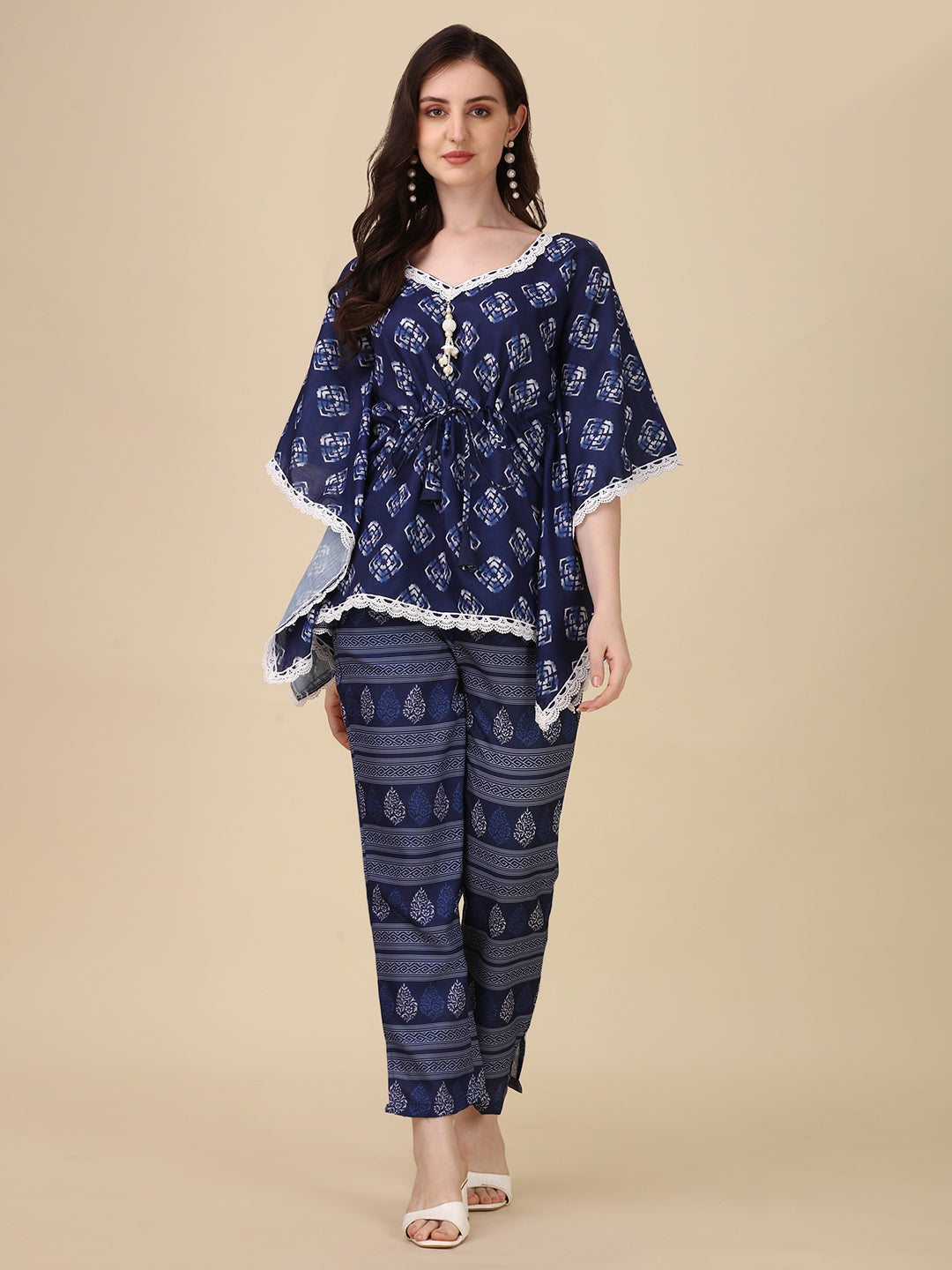 Women Aura Blue Kaftan Set