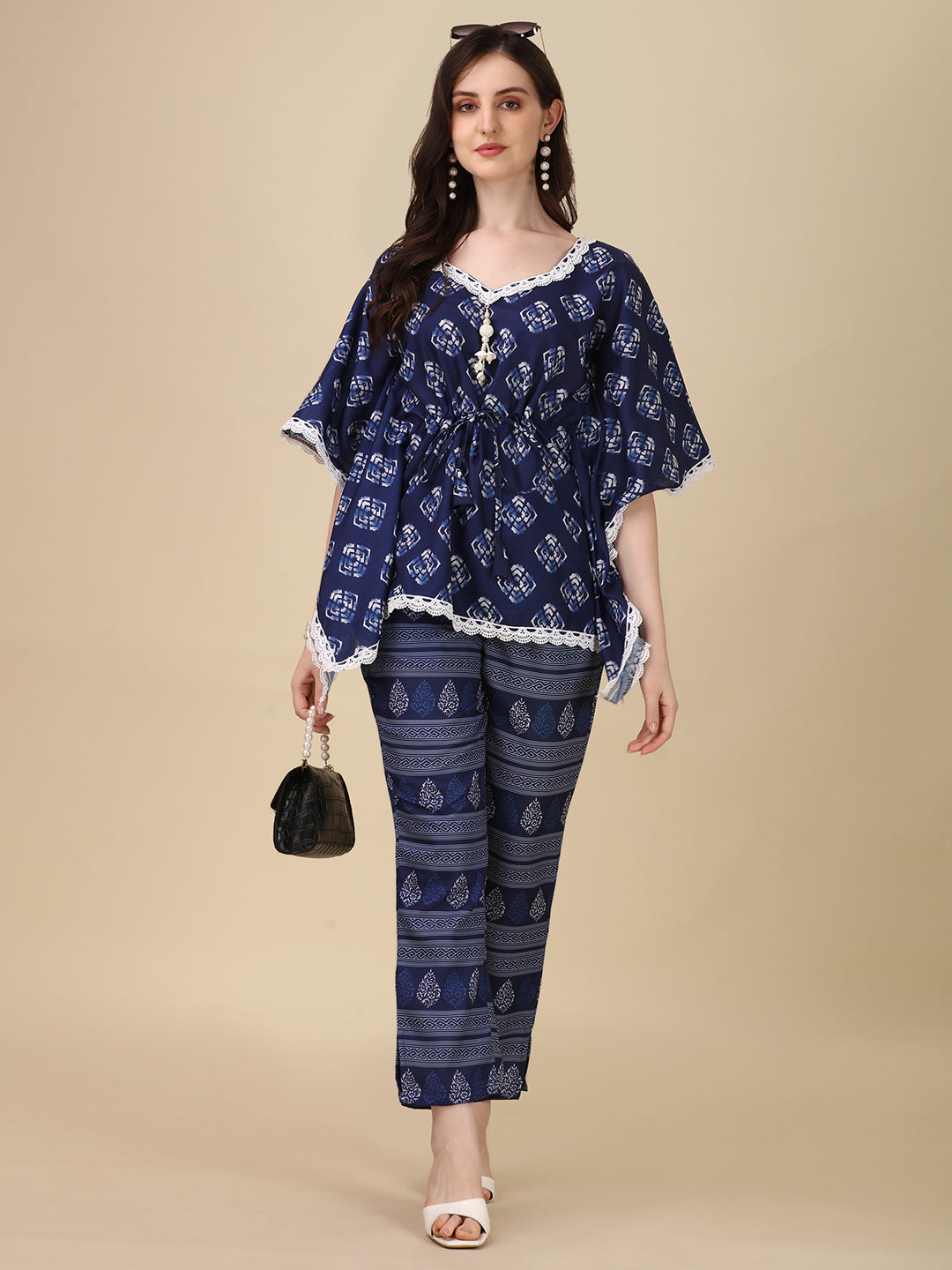 Women Aura Blue Kaftan Set