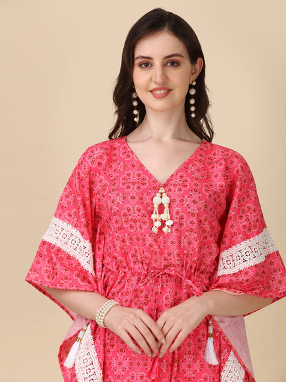 Ruby Radiance Pink Kaftan Set