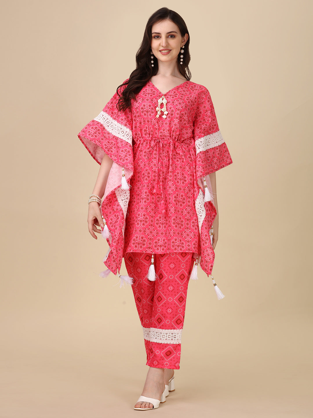 Ruby Radiance Pink Kaftan Set