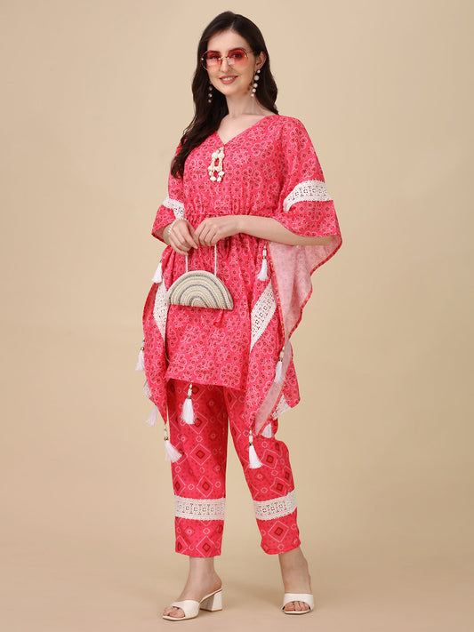 Ruby Radiance Pink Kaftan Set