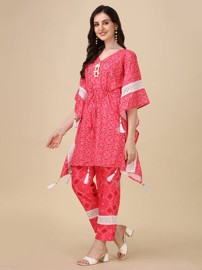 Ruby Radiance Pink Kaftan Set